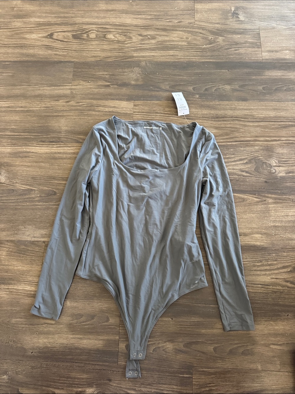 Abercrombie & Fitch Long Sleeve Scoop Neck Bodysuit - Gray